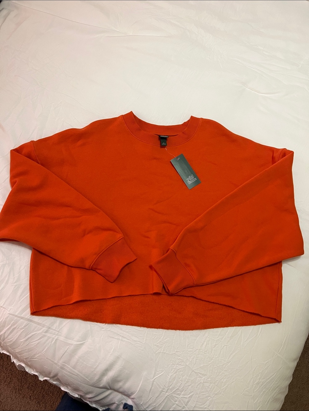 Women’s Orange Cropped Crewneck Sweater